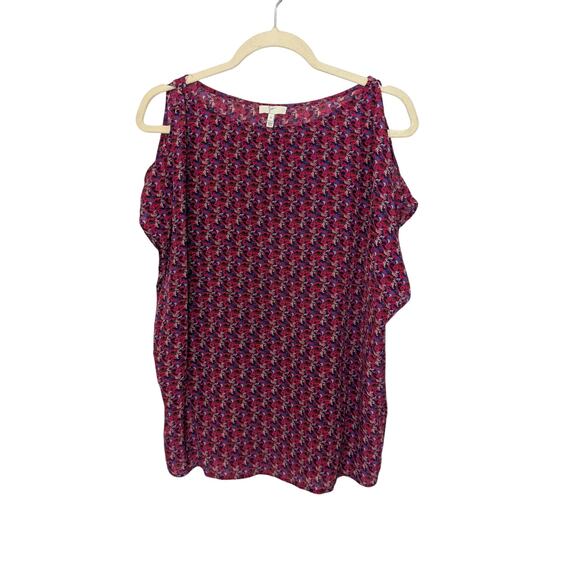 Joie 100% Silk Office Career Blouse Cold Shoulder Short Sleeve Size Small - Picture 1 of 7